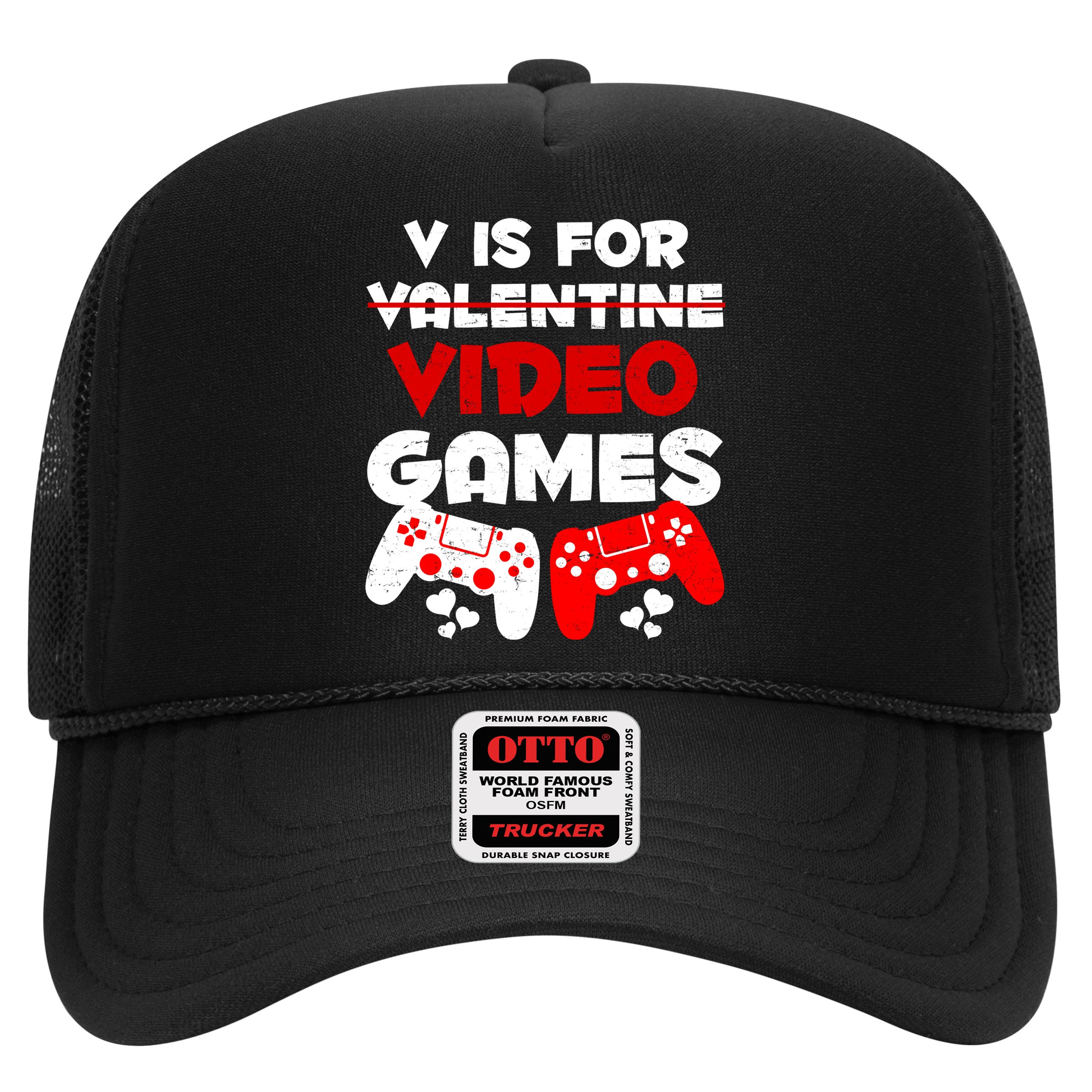 V Is For Video Games Funny Valentines Day Gamer Hat