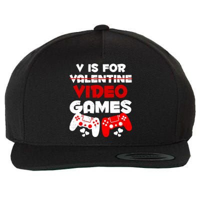 V Is For Video Games Funny Valentines Day Gamer Wool Snapback Cap