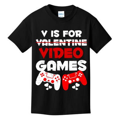 V Is For Video Games Funny Valentines Day Gamer Kids T-Shirt
