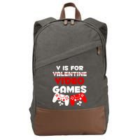 V Is For Video Games Funny Valentines Day Gamer Cotton Canvas Backpack