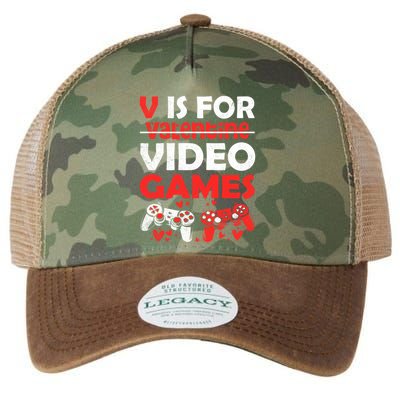 V Is For Video Games Gifts Valentine For Video Game Lovers Funny Gift Legacy Tie Dye Trucker Hat