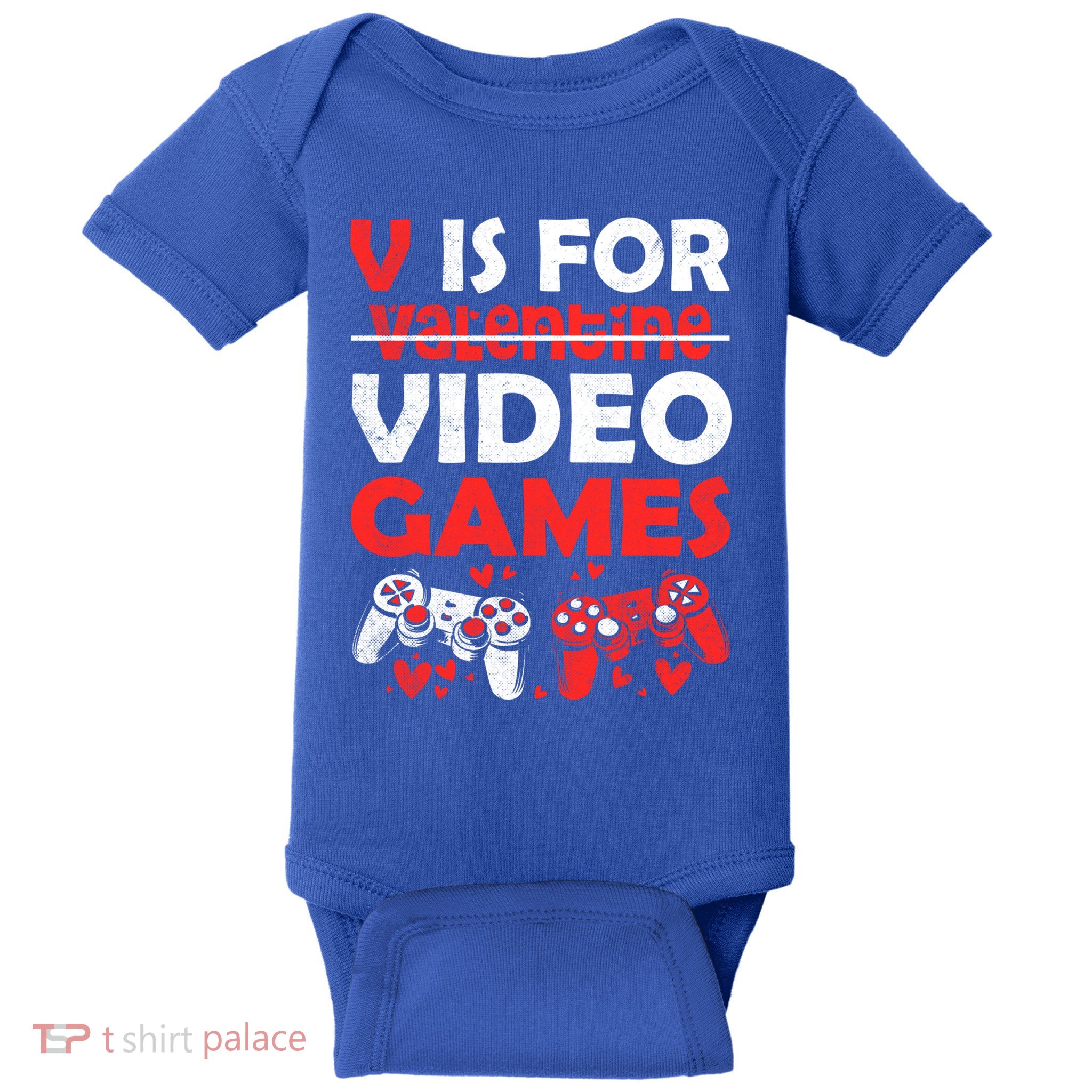 V Is For Video Games Gifts Valentine For Video Game Lovers Funny Gift Baby Bodysuit