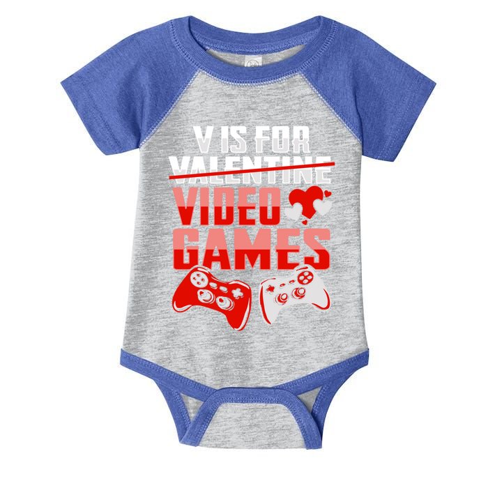 V Is For Video Games Valentines Day Design For A Gamer Gift Infant Baby Jersey Bodysuit