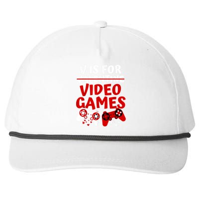 V Is For Video Games Valentines Day Gamer Snapback Five-Panel Rope Hat