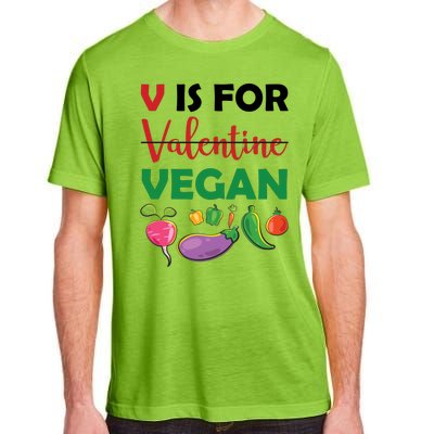 V Is For Vegan Funny Valentines Day Adult ChromaSoft Performance T-Shirt