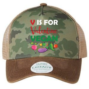 V Is For Vegan Funny Valentines Day Legacy Tie Dye Trucker Hat