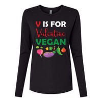 V Is For Vegan Funny Valentines Day Womens Cotton Relaxed Long Sleeve T-Shirt