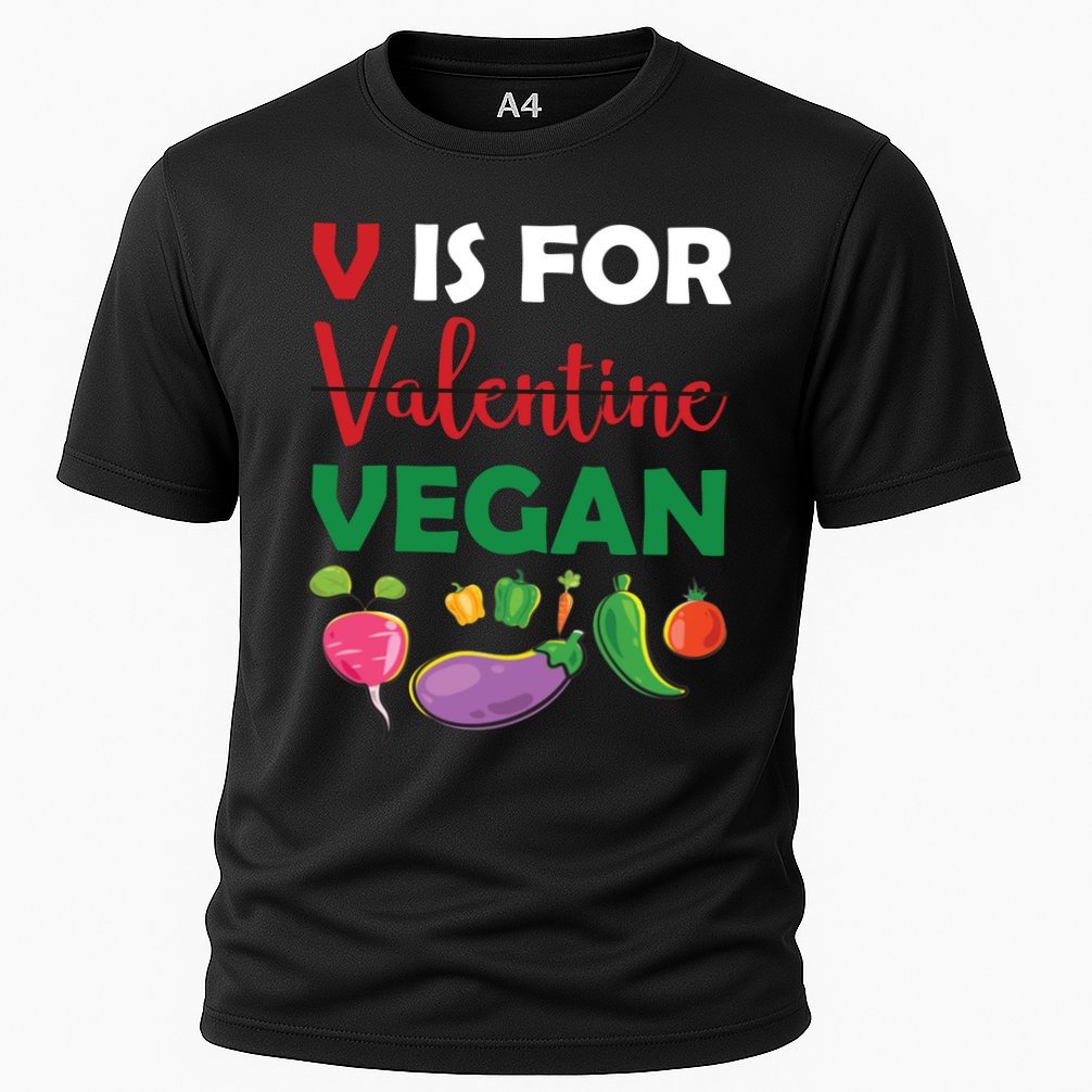 V Is For Vegan Funny Valentines Day Performance Shirt
