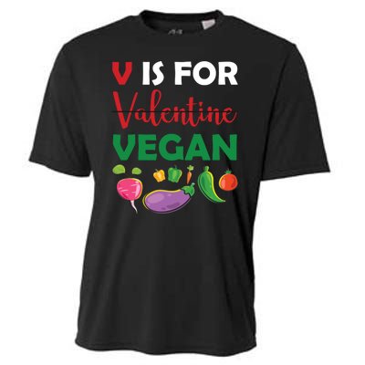 V Is For Vegan Funny Valentines Day Cooling Performance Crew T-Shirt