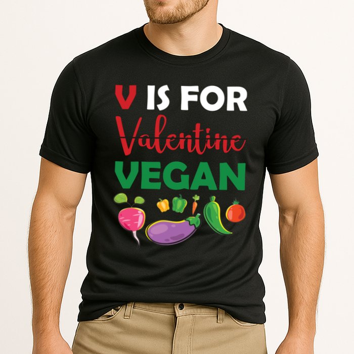 V Is For Vegan Funny Valentines Day Performance Shirt