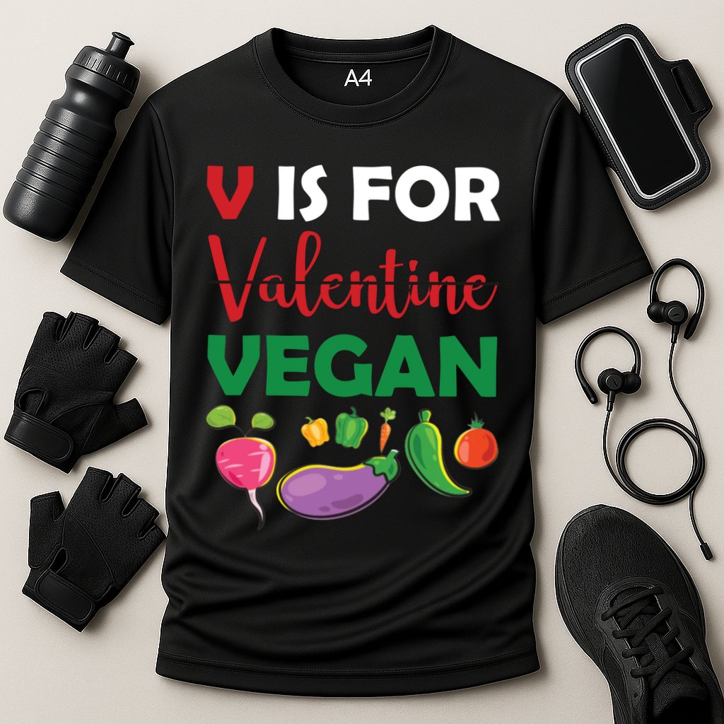 V Is For Vegan Funny Valentines Day Performance Shirt