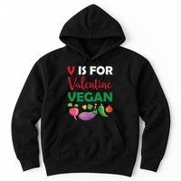 V Is For Vegan Funny Valentines Day Hoodie