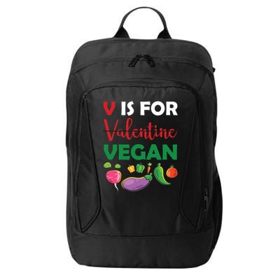 V Is For Vegan Funny Valentines Day City Backpack