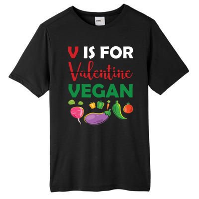 V Is For Vegan Funny Valentines Day Tall Fusion ChromaSoft Performance T-Shirt