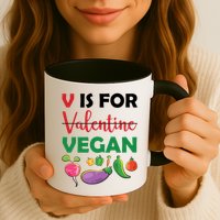 V Is For Vegan Funny Valentines Day Mug