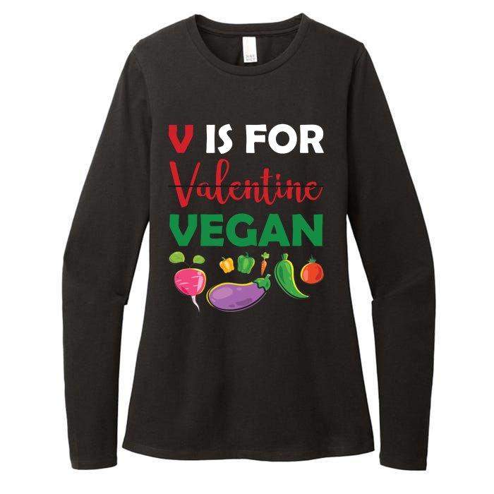 V Is For Vegan Funny Valentines Day Womens CVC Long Sleeve Shirt