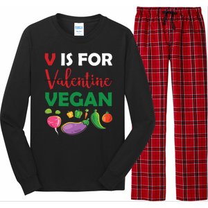 V Is For Vegan Funny Valentines Day Long Sleeve Pajama Set