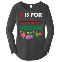 V Is For Vegan Funny Valentines Day Women's Perfect Tri Tunic Long Sleeve Shirt