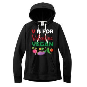 V Is For Vegan Funny Valentines Day Women's Fleece Hoodie