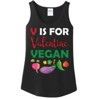 V Is For Vegan Funny Valentines Day Ladies Essential Tank