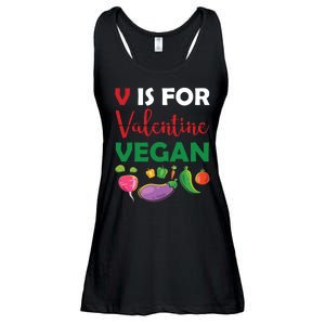 V Is For Vegan Funny Valentines Day Ladies Essential Flowy Tank