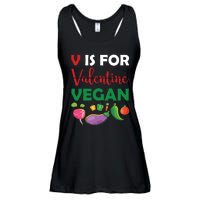 V Is For Vegan Funny Valentines Day Ladies Essential Flowy Tank