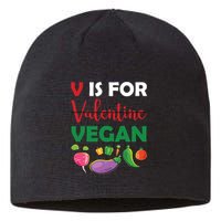 V Is For Vegan Funny Valentines Day Sustainable Beanie