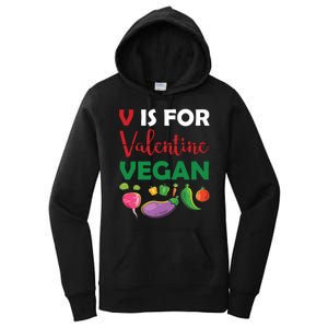 V Is For Vegan Funny Valentines Day Women's Pullover Hoodie