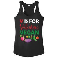 V Is For Vegan Funny Valentines Day Ladies PosiCharge Competitor Racerback Tank