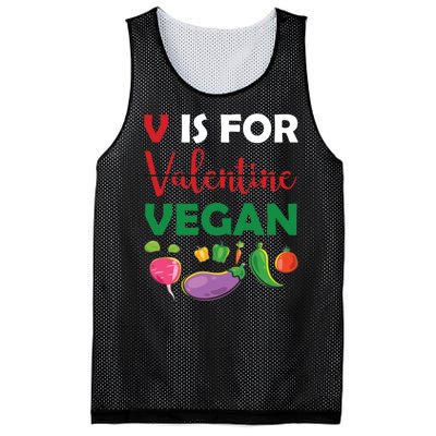 V Is For Vegan Funny Valentines Day Mesh Reversible Basketball Jersey Tank