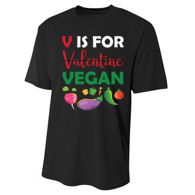 V Is For Vegan Funny Valentines Day Performance Sprint T-Shirt