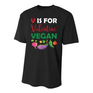 V Is For Vegan Funny Valentines Day Youth Performance Sprint T-Shirt