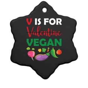 V Is For Vegan Funny Valentines Day Ceramic Star Ornament