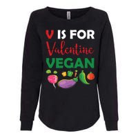 V Is For Vegan Funny Valentines Day Womens California Wash Sweatshirt