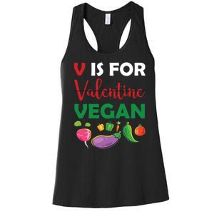 V Is For Vegan Funny Valentines Day Women's Racerback Tank