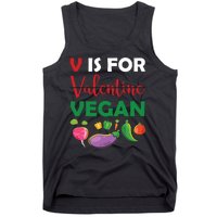 V Is For Vegan Funny Valentines Day Tank Top