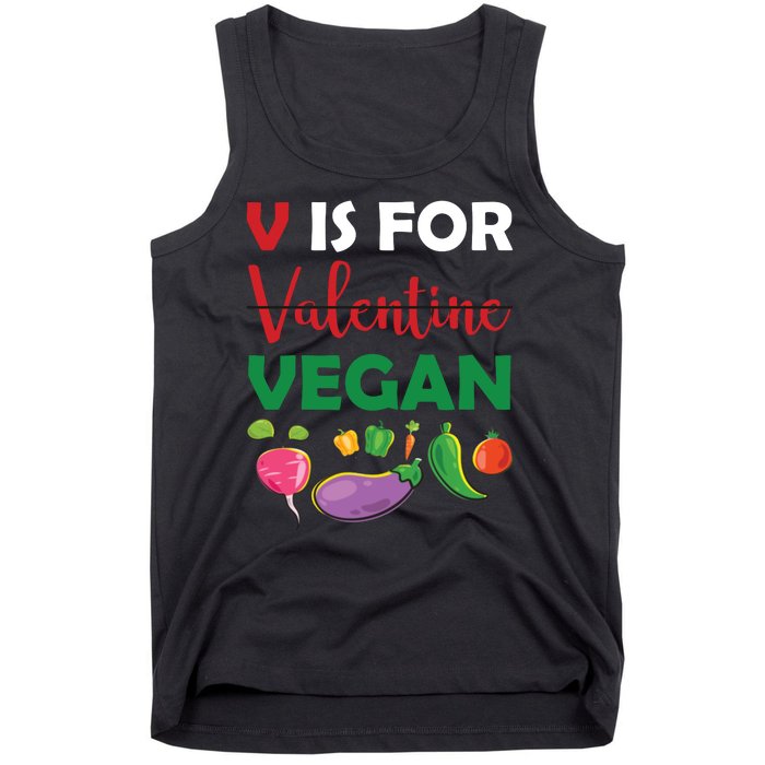 V Is For Vegan Funny Valentines Day Tank Top