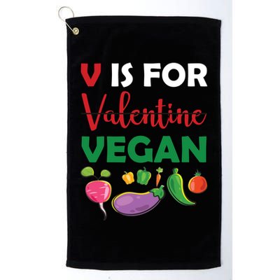 V Is For Vegan Funny Valentines Day Golf Towel