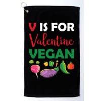 V Is For Vegan Funny Valentines Day Golf Towel