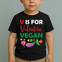 V Is For Vegan Funny Valentines Day Toddler T-Shirt
