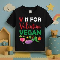 V Is For Vegan Funny Valentines Day Toddler T-Shirt
