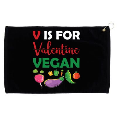 V Is For Vegan Funny Valentines Day Grommeted Golf Towel