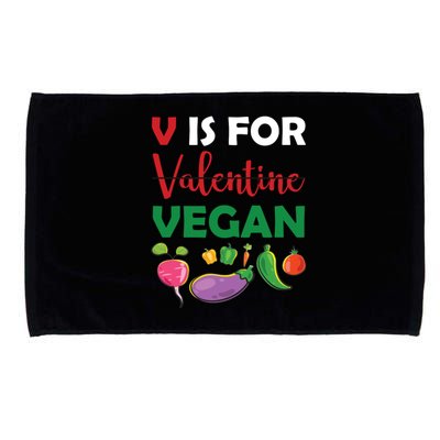 V Is For Vegan Funny Valentines Day Microfiber Hand Towel