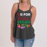 V Is For Vegan Funny Valentines Day Women's Strappy Tank