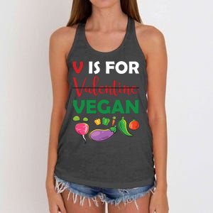 V Is For Vegan Funny Valentines Day Women's Knotted Racerback Tank