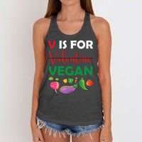 V Is For Vegan Funny Valentines Day Women's Knotted Racerback Tank