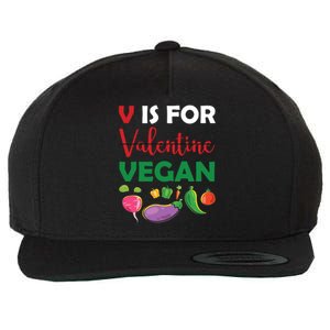 V Is For Vegan Funny Valentines Day Wool Snapback Cap