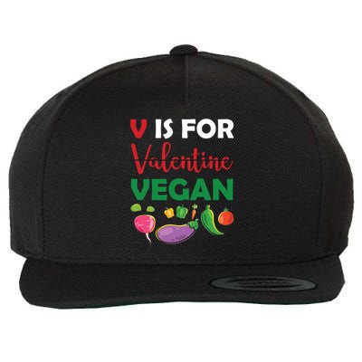 V Is For Vegan Funny Valentines Day Wool Snapback Cap