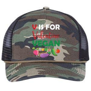 V Is For Vegan Funny Valentines Day Retro Rope Trucker Hat Cap