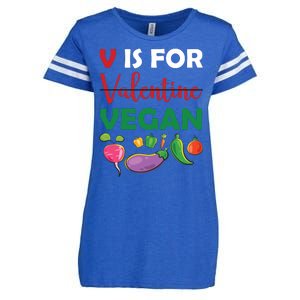 V Is For Vegan Funny Valentines Day Enza Ladies Jersey Football T-Shirt